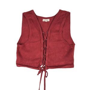 Silence + Noise Rust Lace-Up Crop Top Size Small